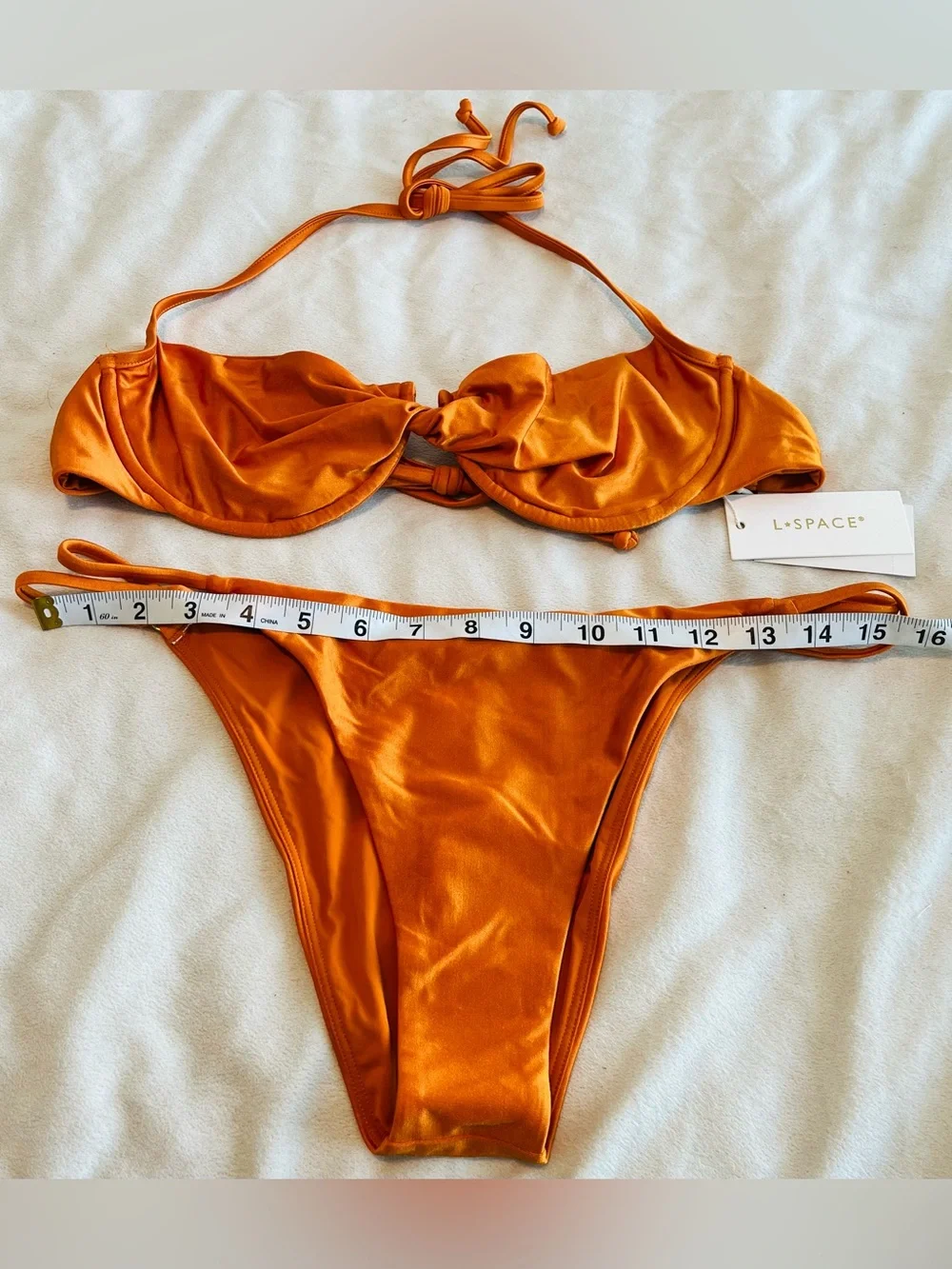 L*Space Bikini Set Toni Top & Wilder Bitsy Bottom Large/XL Orange Resortwear